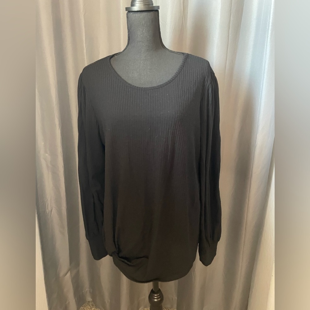 239. Apt 9 Ribbed Blouse, Black, Size XL, EUC